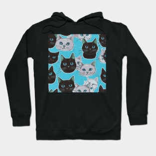 Black And White Cats Pattern Hoodie